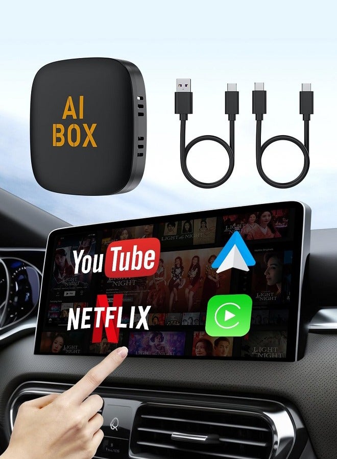 ماكرايستورم محول واي فاي كار بلاي يدعم يوتيوب ونتفليكس والمزيد، محول كار بلاي سلكي إلى لاسلكي، علبة الذكاء الاصطناعي نموذج 2 في 1 لكار بلاي، توصيل وتشغيل - Image 1