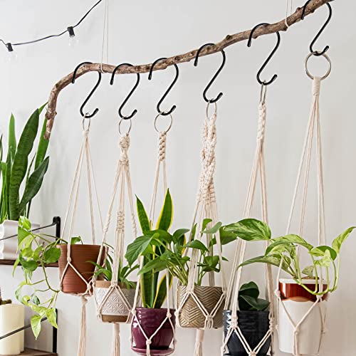 DINGEE 12 Pack 6 Inch S Hooks,Large S Hooks Vinyl Coated Heavy Duty S Hook for Hanging Non Slip S Hanger Closet Hooks, Steel Metal Black Rubber S Hook for Hanging Plants,Clothes,Jeans,Pot Pan Garden - Image 5