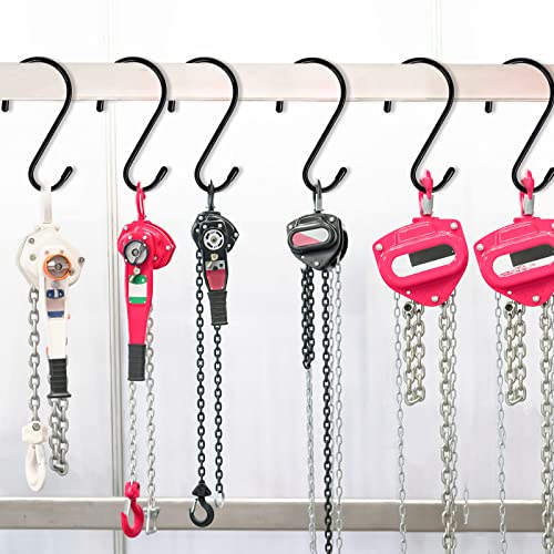 DINGEE 12 Pack 6 Inch S Hooks,Large S Hooks Vinyl Coated Heavy Duty S Hook for Hanging Non Slip S Hanger Closet Hooks, Steel Metal Black Rubber S Hook for Hanging Plants,Clothes,Jeans,Pot Pan Garden - Image 4