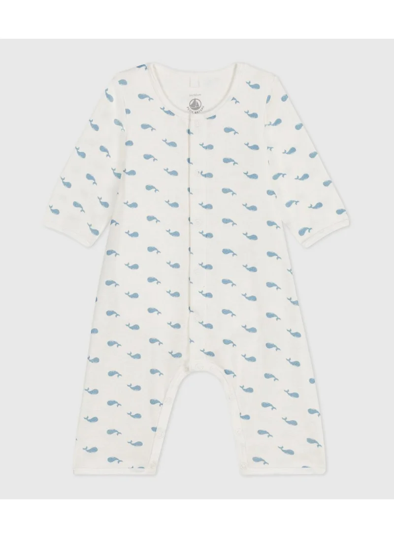 Petit Bateau Babies' footless whale-print cotton bodyjama