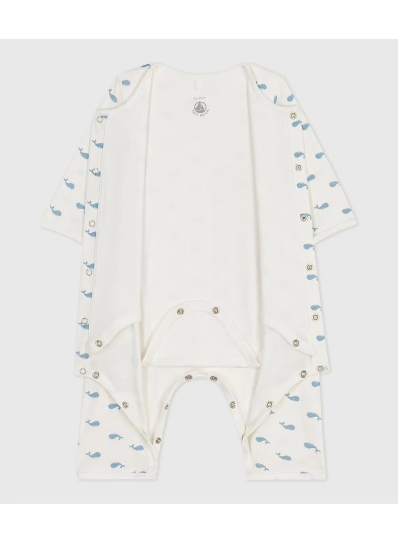 Petit Bateau Babies' footless whale-print cotton bodyjama