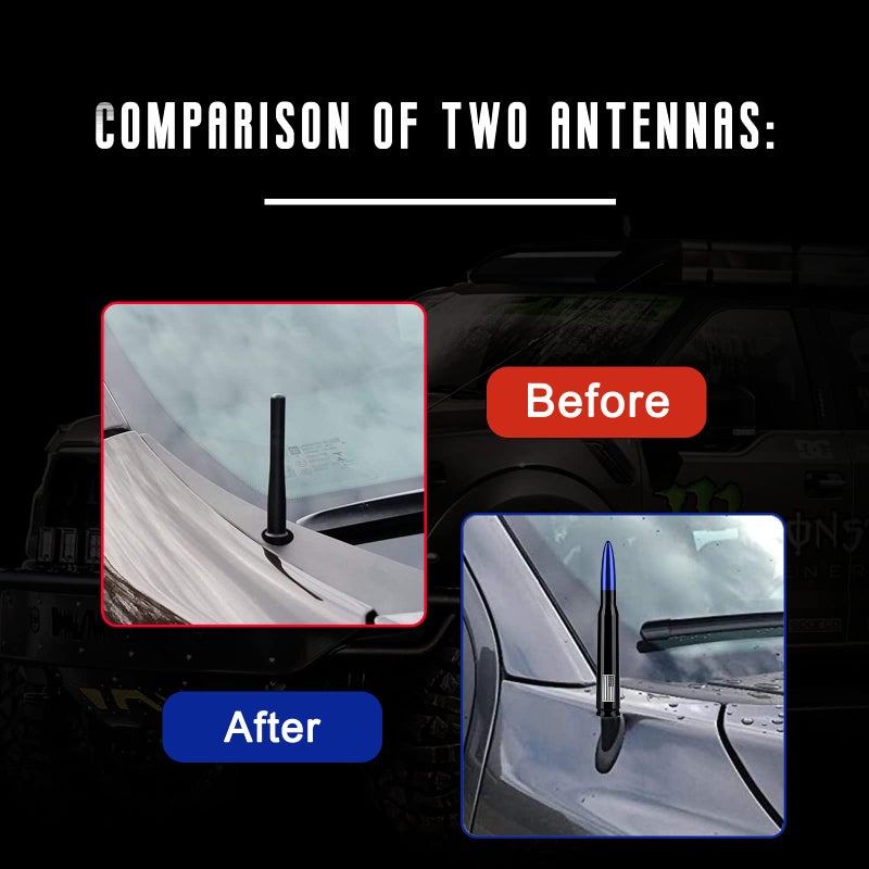 HVSTTPK Car Truck Bullet Antenna with Valve Stem Caps, Universal Antenna Mast for GM Chevy Silverado 1500 2500 3500 HD Avalanche Ford F150 F250 F350 Denali Heavy Duty Pickup Trucks Accessories (Blue) - Image 3