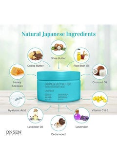 Onsen Secret Onsen Japanese Body Butter For Women Skin Refinery Cream Natural And Organic Shea Butter Moisturizing Clear Skin Exfoliator With Coconut Oil And Vitamin E 8.6 Fl Oz 255 Ml (Lavender)  - Image 5