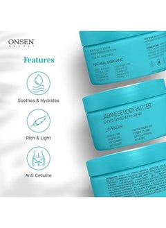 Onsen Secret Onsen Japanese Body Butter For Women Skin Refinery Cream Natural And Organic Shea Butter Moisturizing Clear Skin Exfoliator With Coconut Oil And Vitamin E 8.6 Fl Oz 255 Ml (Lavender)  - Image 3