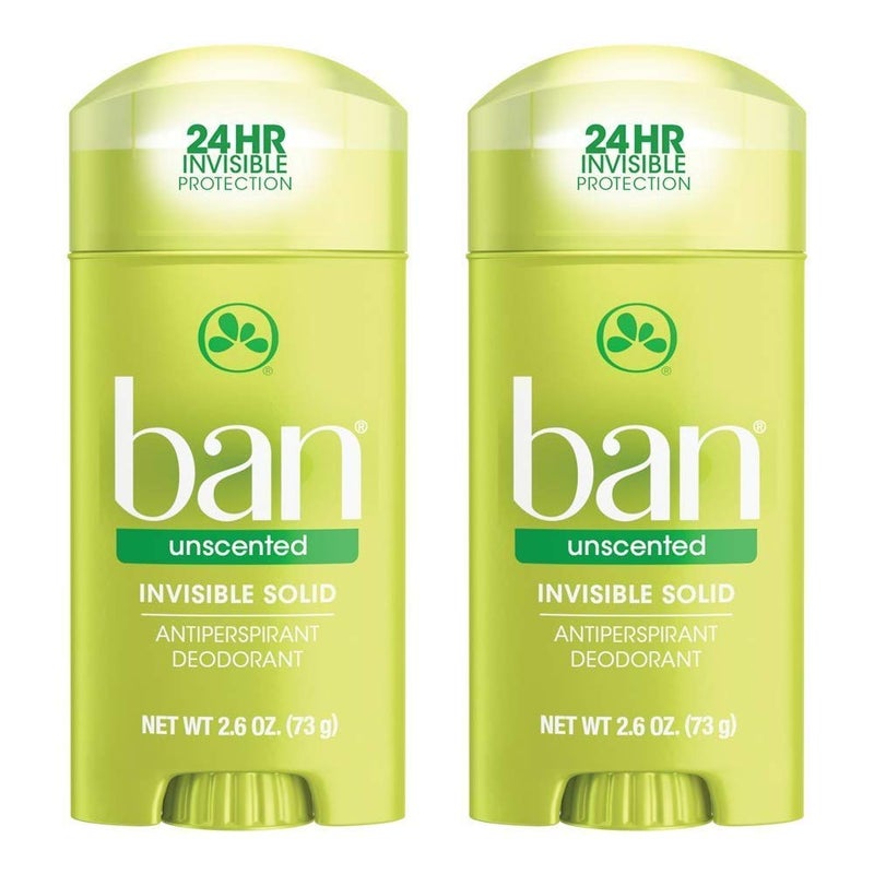 Ban AntiPerspirant Deodorant Invisible Solid Unscented 260 oz 2 pack