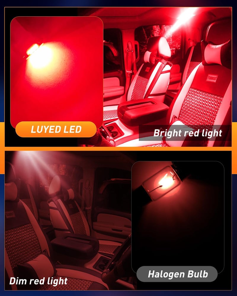 LUYED DE3175 LED Bulbs, Super Bright Red 2835 Chipsets Canbus Error Free 31mm 1.25" DE3021 DE3022 3175 6428 LED Bulbs for Car Interior Map Reading Dome Trunk Courtesy Lights,Pack of 2 - Image 5