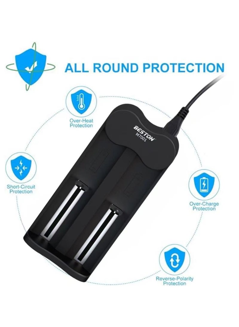 18650 Battery Charger＋ 2 Pcs Rechargable 18650 Li-Ion Battery 2600 mAh
