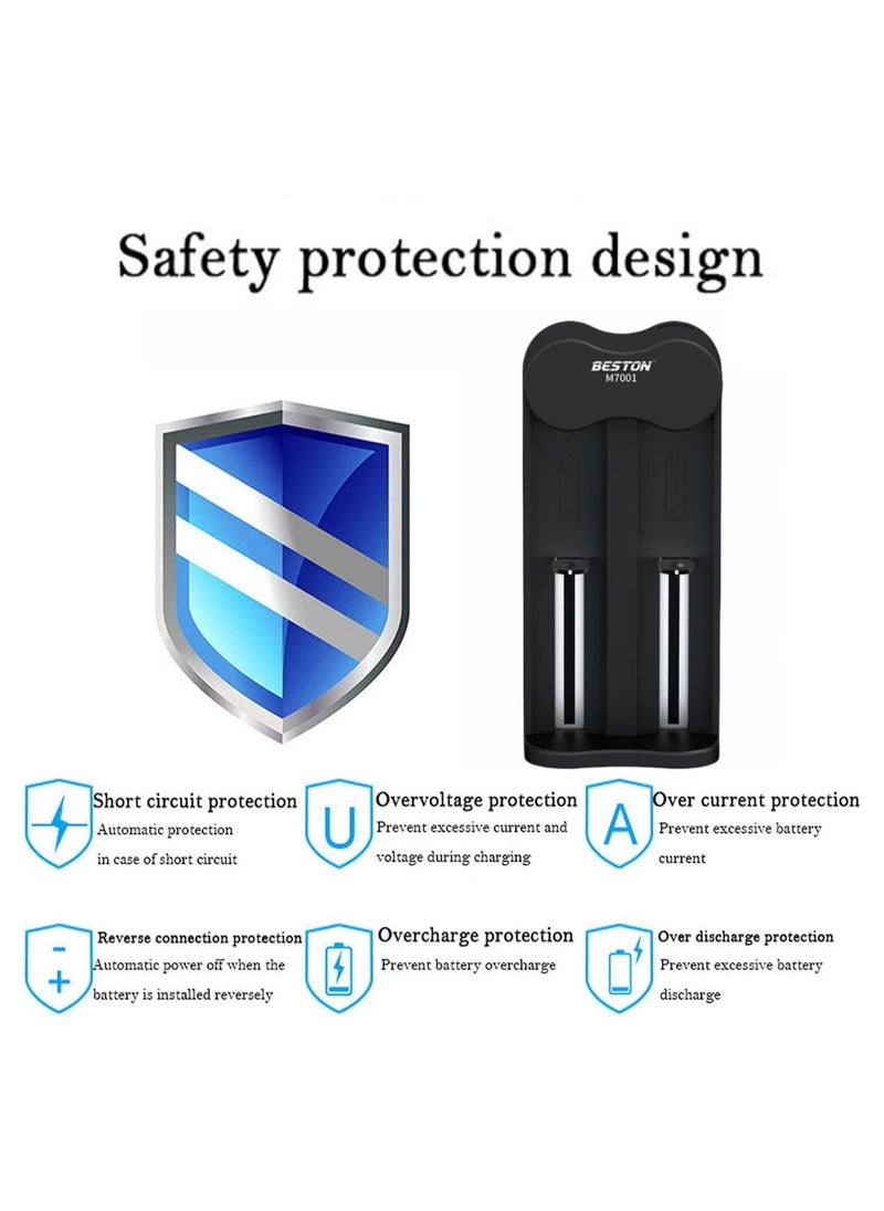 18650 Battery Charger＋ 2 Pcs Rechargable 18650 Li-Ion Battery 2600 mAh