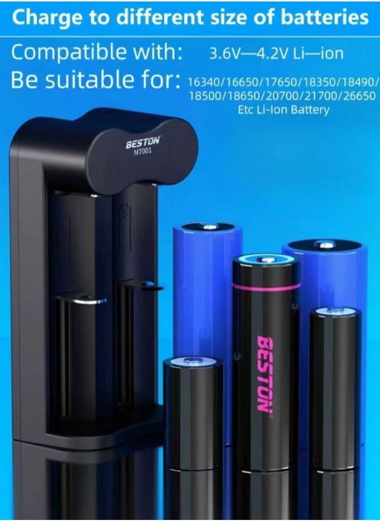 18650 Battery Charger＋ 2 Pcs Rechargable 18650 Li-Ion Battery 2600 mAh