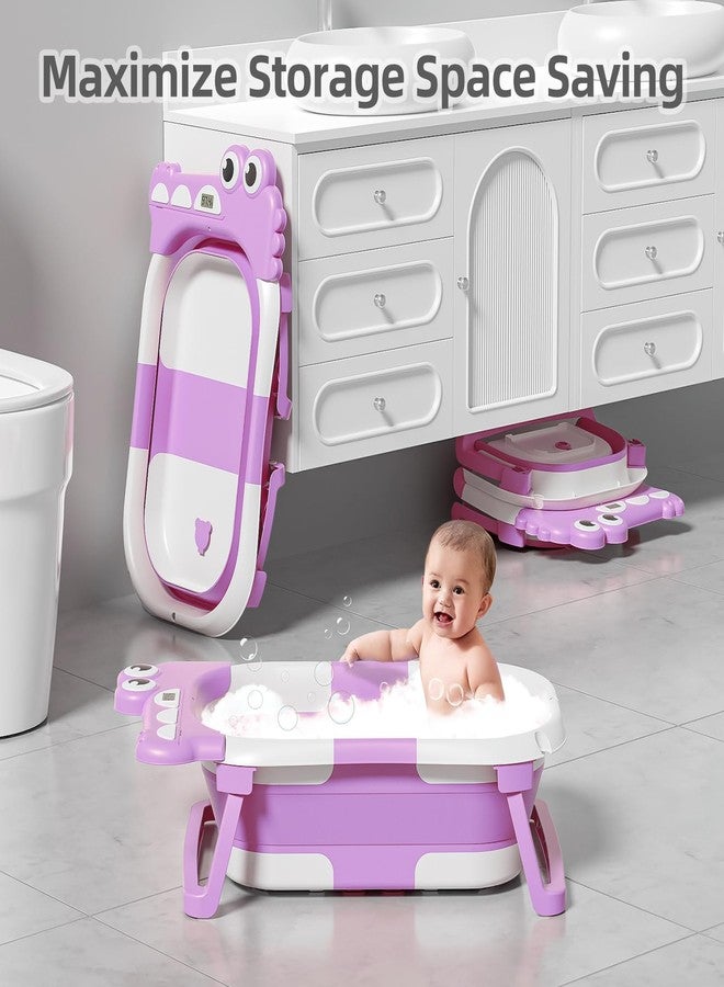 TPN Collapsible Baby Bathtub, Baby Bath Tub with Soft Cushion & Real-Time Thermometer, Baby Bathtub Infant to Toddler Tub (0-36 Months), Portable Travel Baby Tubs for Newborns (Lavender) - Image 5