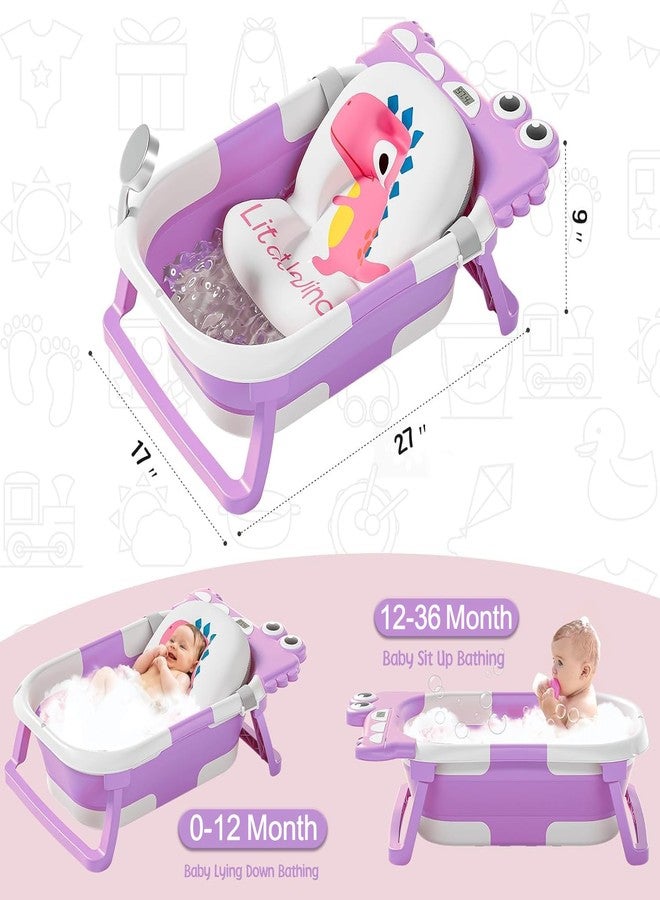 TPN Collapsible Baby Bathtub, Baby Bath Tub with Soft Cushion & Real-Time Thermometer, Baby Bathtub Infant to Toddler Tub (0-36 Months), Portable Travel Baby Tubs for Newborns (Lavender) - Image 3