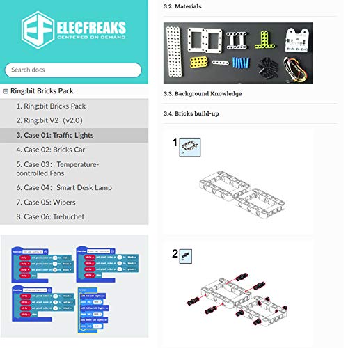 EF ELECFREAKS ELECFREAKS microbit Ring:bit 6-in-1 Starter Kit, Programmable Makecode Coding Learning Kit with 200+ Building Blocks(Without Micro:bit) - Image 4