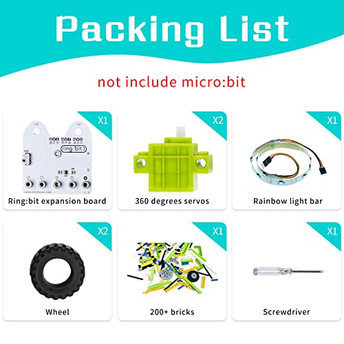 EF ELECFREAKS ELECFREAKS microbit Ring:bit 6-in-1 Starter Kit, Programmable Makecode Coding Learning Kit with 200+ Building Blocks(Without Micro:bit) - Image 2