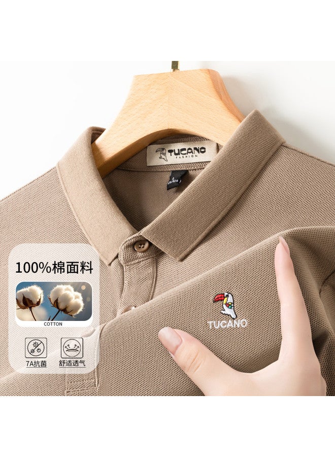 Tucano 100% Pure Cotton Flipped Collar Business Casual Breathable Short-sleeve Polo Shirt Men's T-shirt - Image 2