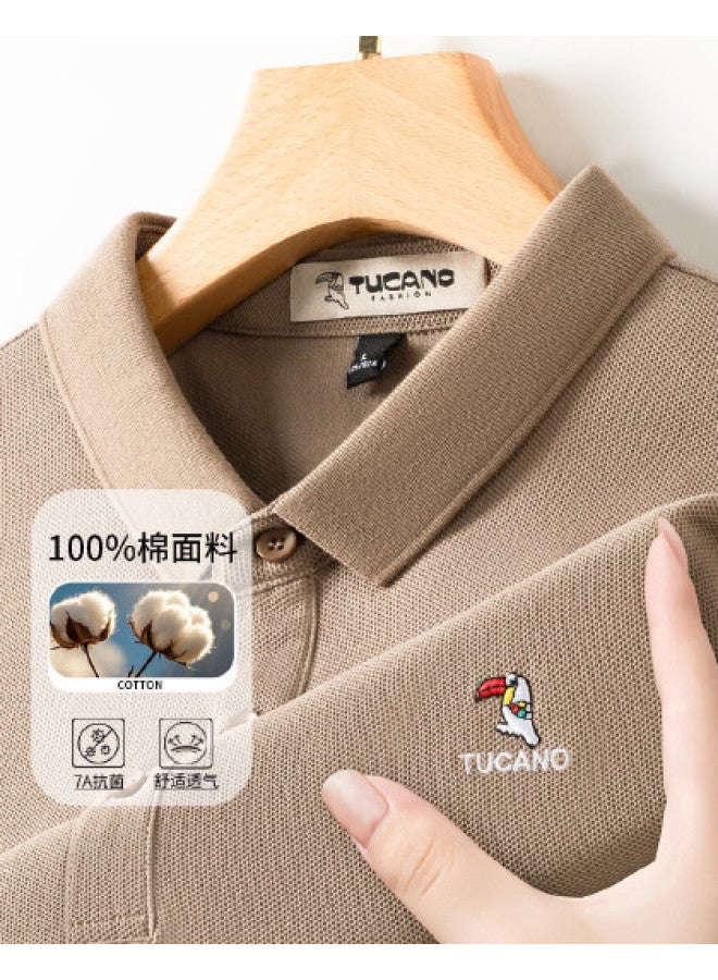 Tucano 100% Pure Cotton Flipped Collar Business Casual Breathable Short-sleeve Polo Shirt Men's T-shirt - Image 1