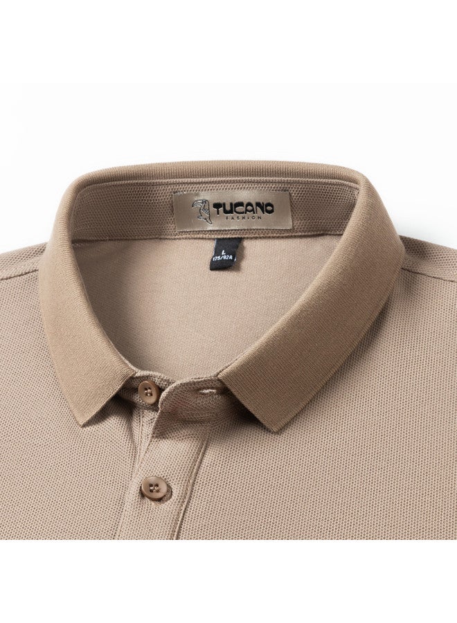 Tucano 100% Pure Cotton Flipped Collar Business Casual Breathable Short-sleeve Polo Shirt Men's T-shirt - Image 4