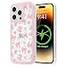 LCHULLE Magnetic for iPhone 14 Pro Max Case Cute Pink Bows Compatible with Magsafe Clear Ribbon Bowknot Pattern for Women Girls Hard Back Cover Shockproof Phone Case for iPhone 14 Pro Max Rose Bows - Image 2
