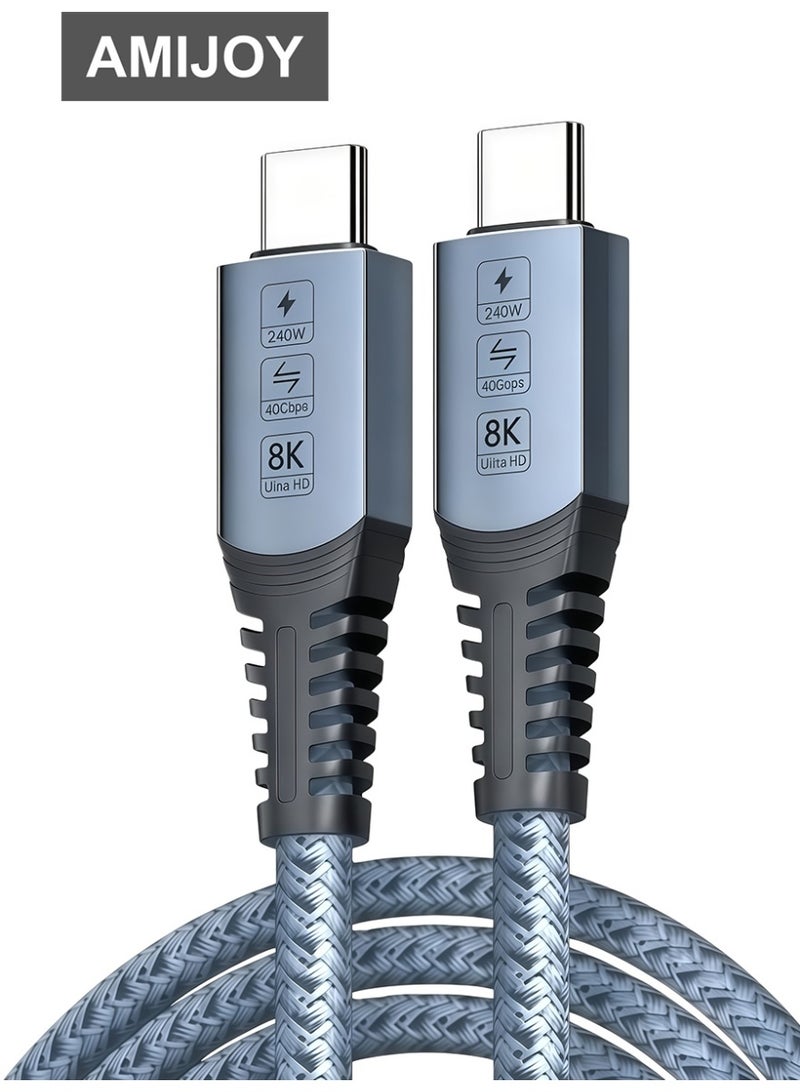 AMIJOY USB 4 Type C to Type C Cable 1M, 240W PD 3.1 Fast Charging USB C Cable, 40Gbps Data Transfer, 8K@60Hz Video Output, USB C to USB C Fast Charger Cable Compatible with Thunderbolt 4/3, MacBook, Laptop, Switch - Image 1