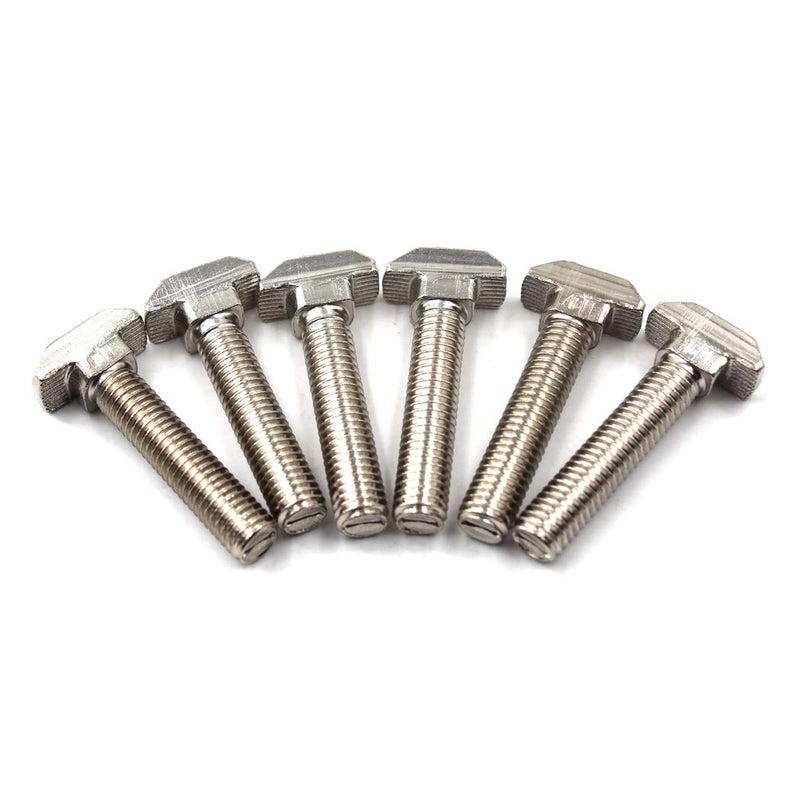 SeeRaphee T Bolt Set Screw Bolt Fastener Tool for T-Slotted Aluminum Extrusion Nickel Plated Carbon Steel 20 Series M5x25mm 30PCS - Image 4