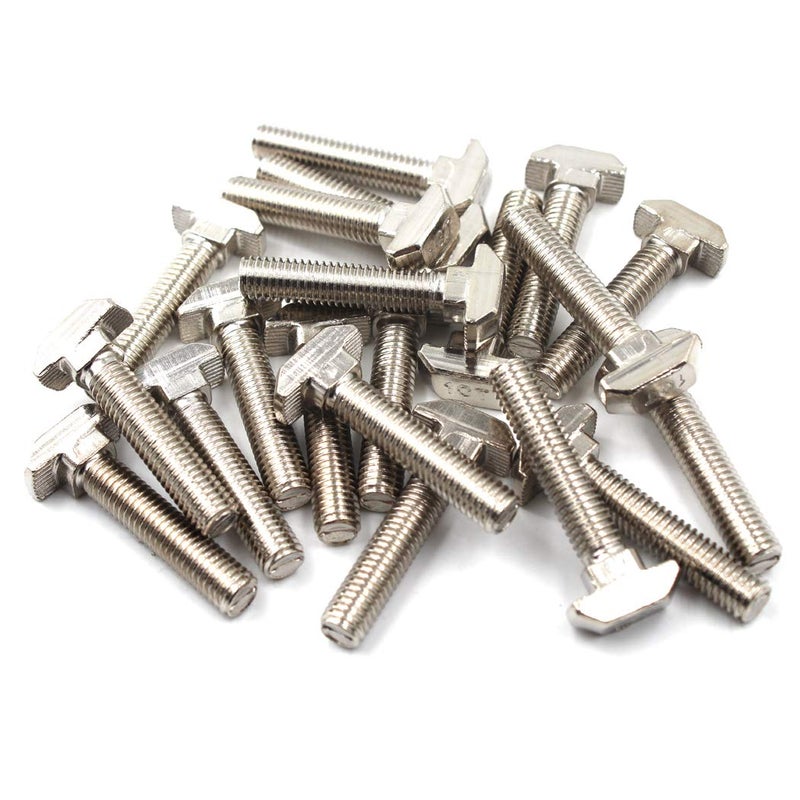 SeeRaphee T Bolt Set Screw Bolt Fastener Tool for T-Slotted Aluminum Extrusion Nickel Plated Carbon Steel 20 Series M5x25mm 30PCS - Image 1