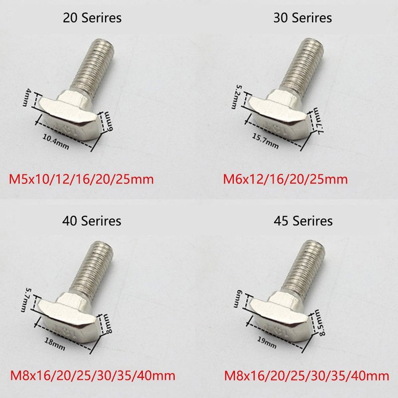 SeeRaphee T Bolt Set Screw Bolt Fastener Tool for T-Slotted Aluminum Extrusion Nickel Plated Carbon Steel 20 Series M5x25mm 30PCS - Image 5