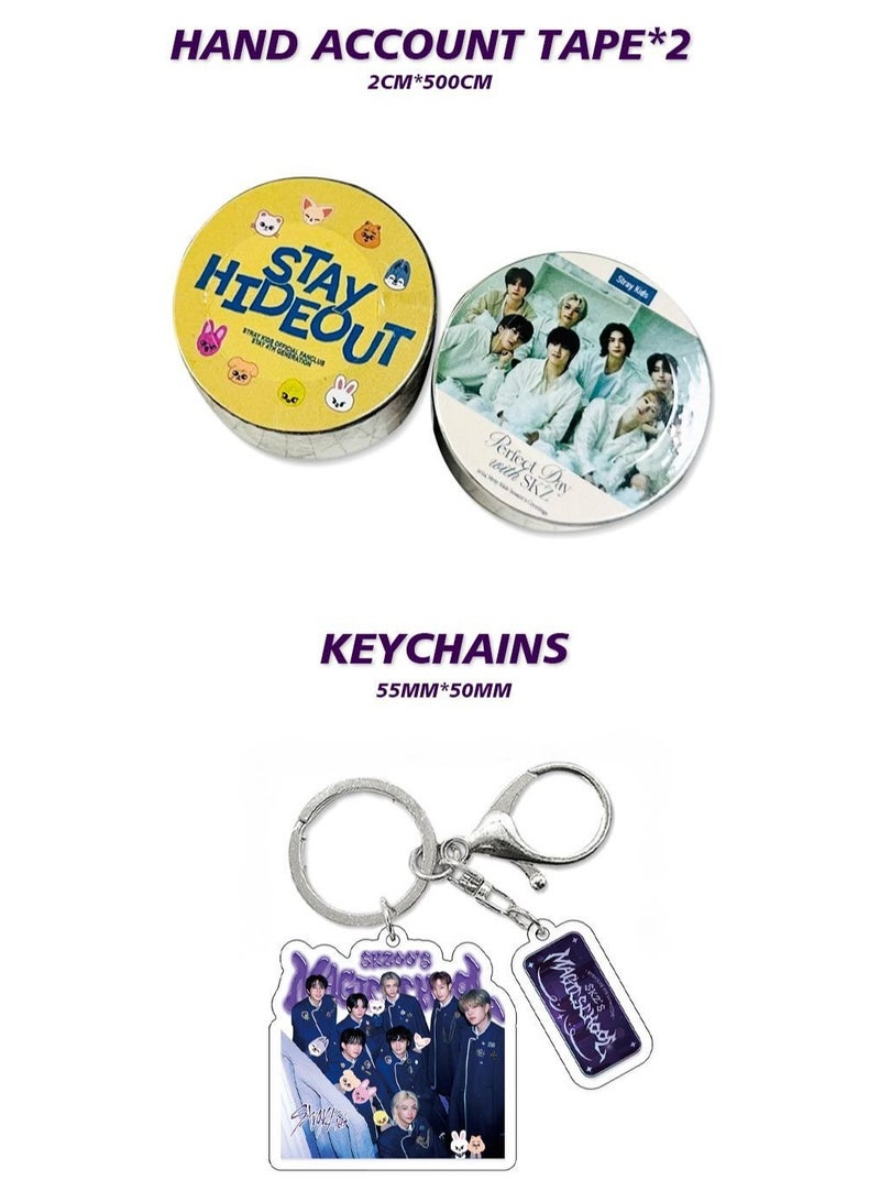 إيهوم مجموعة صندوق هدايا المدرسة السحرية للألبوم الجديد من Stray Kids مع بطاقات لومو، حامل أكريليك، شريط حساب يدوي، حبل قصير، ملصقات، بطاقة صور - Image 4
