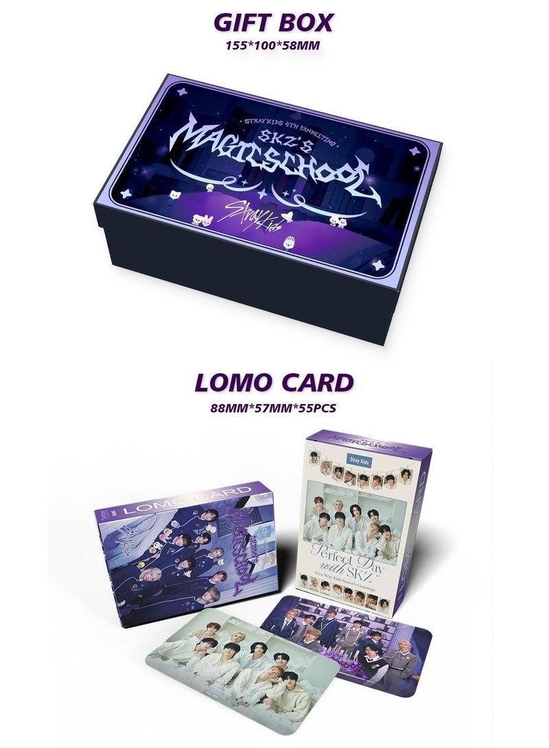 إيهوم مجموعة صندوق هدايا المدرسة السحرية للألبوم الجديد من Stray Kids مع بطاقات لومو، حامل أكريليك، شريط حساب يدوي، حبل قصير، ملصقات، بطاقة صور - Image 2