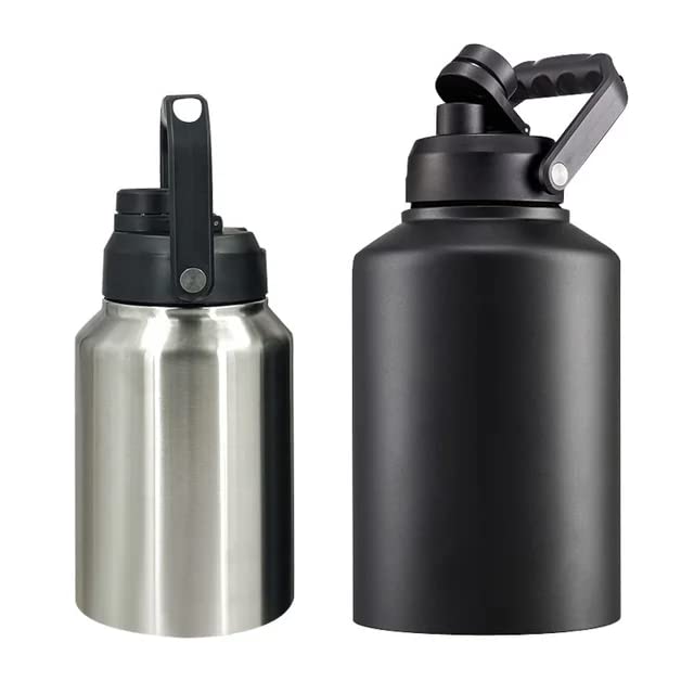 Gteller 64oz 128oz Wide Mouth Insulated Vacuum Water Bottle Jug With Handle, Gallon Stainless Steel Ice Bucket Travel Mug Large Sports Canteen (Stainless steel, 128oz) - Image 3