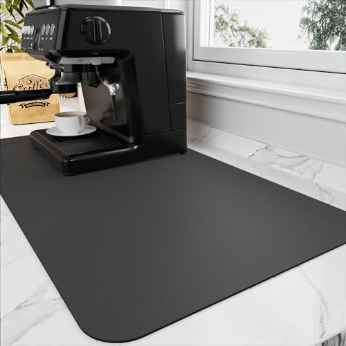 HotLive Coffee Mat Absorbent Hide Stain Rubber Backed Dish Drying Mat for Kitchen Counter Bar Mats for Countertops Accessories Fit Under Coffee Maker Espresso Machine