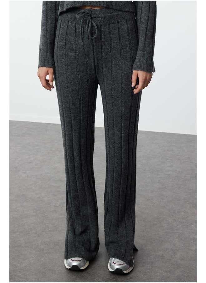 trendyol Anthracite Crop Soft Texture Knitwear Bottom-Top Set TWOAW25AU00038  - Image 4
