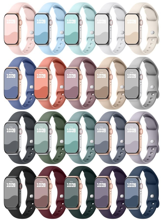 Knossen 20 Pack Compatible with Apple Watch Bands 40mm 41mm 38mm 49mm 45mm 44mm 42mm for Women Men, Waterproof Silicone Sport Band Straps for iWatch Bands Series 9 8 7 6 5 4 3 2 1 SE Ultra/Ultra 2 - Image 1