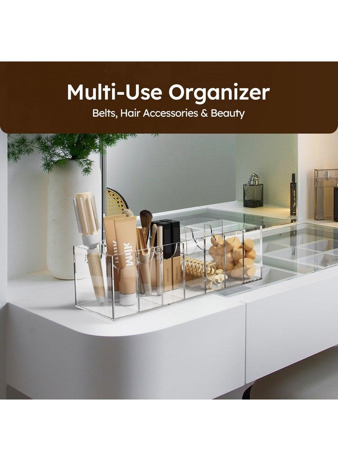 FEMELI FEMELI Belt Organizer, Acrylic Belt Storage for Closet with Dust Cover, Clear Belt Container Display Holder for Drawer, Clear Belt Tie Case Hanger with 7 Compartments for Women Men Home  - Image 4