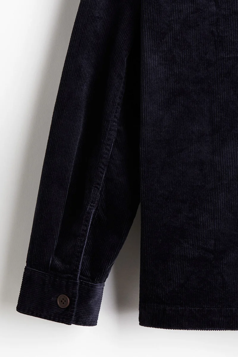 H&M Blue Dark Regular Fit Corduroy Overshirt for Men | Best Price UAE