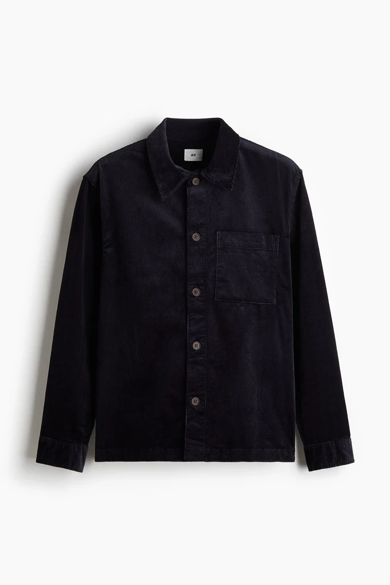 H&M Blue Dark Regular Fit Corduroy Overshirt for Men | Best Price UAE