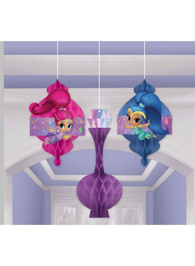 Amscan Shimmer And Shine Honeycomb Decorations ; Shimmer And Shine Collections 3 Pcs, Multicolor ; Party Accessory (291653) - Image 2