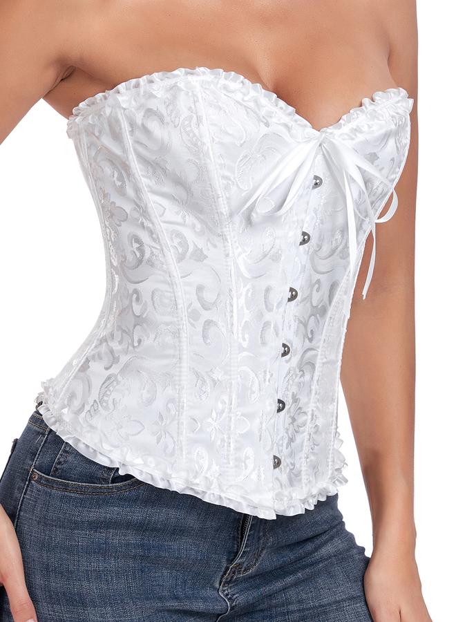 Take Two Jacquard Body Corset Shaping Top with Ruffle - Image 5