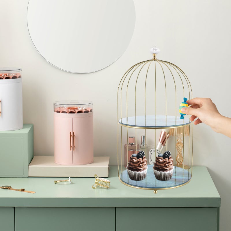 Cosmetics Organizer, Bird Cage Shaped Storage Rack for Makeup and Accessories - Image 5