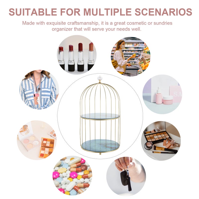Cosmetics Organizer, Bird Cage Shaped Storage Rack for Makeup and Accessories - Image 3