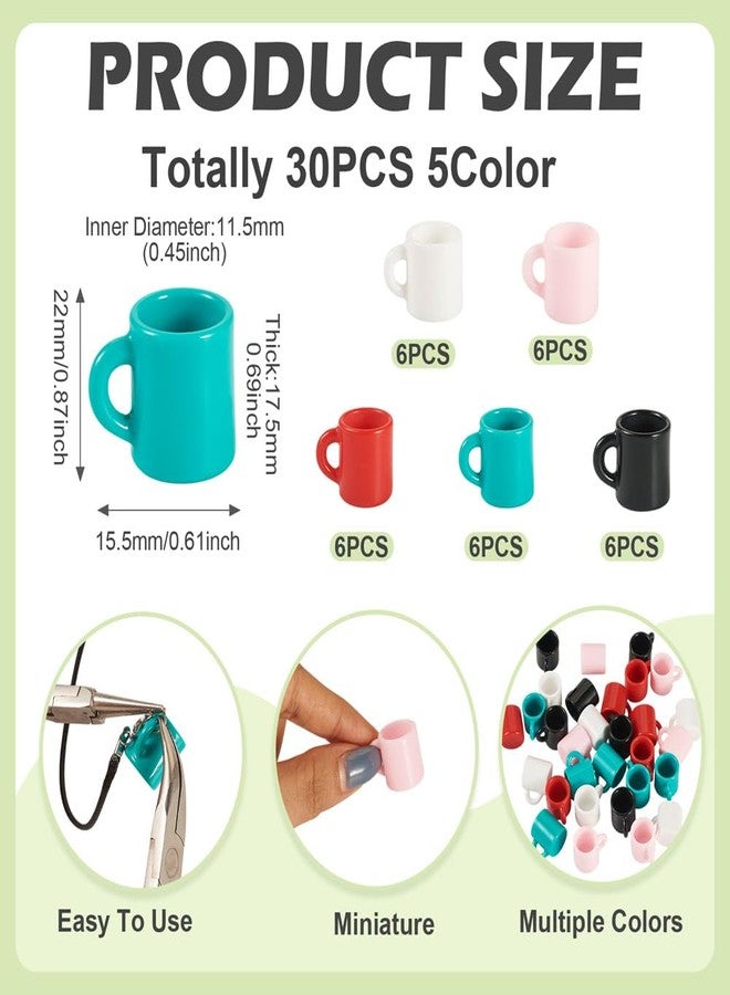 BB Beadthoven Beadthoven 30Pcs Resin Cups Miniature Mini Coffee Mug Charms Drink Tableware Cup Dollhouse Kitchen Hanging Ornament for DIY Earring Keychain Necklace Home Christmas Party Decor - Image 4