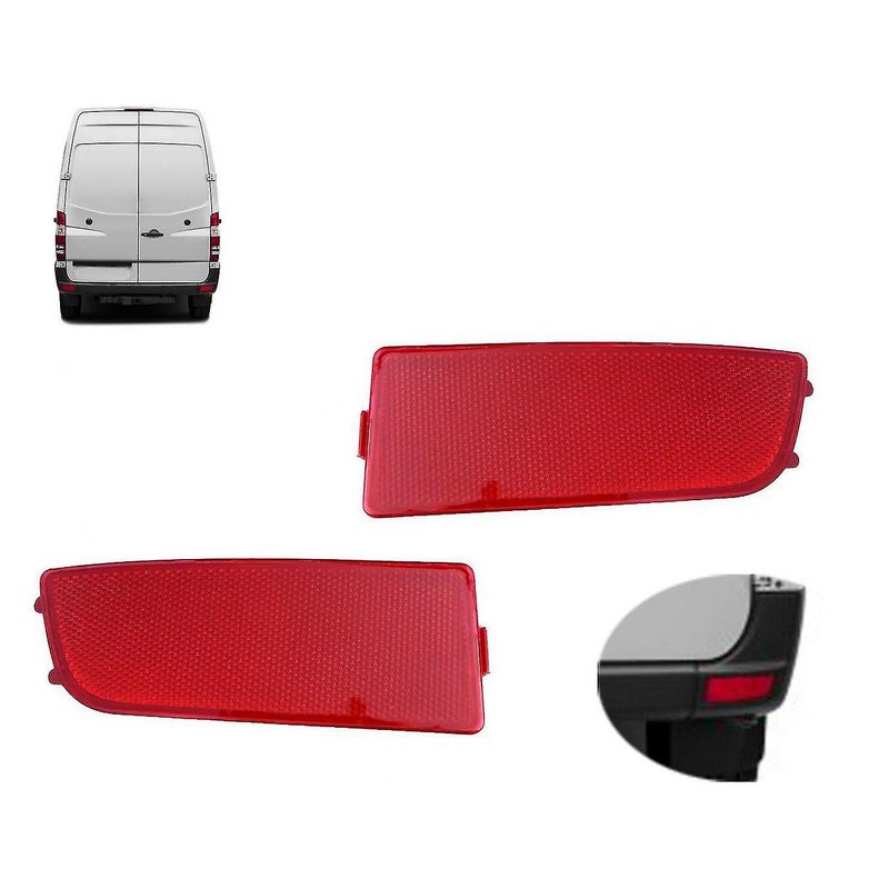 Bumper Reflector: 2-Piece Red ABS Material - Perfect Fit For 2006 To 2016 Mercedes Sprinter, Crafter Bus - Enhances Low Light Safety Automotive Accessory - Image 3