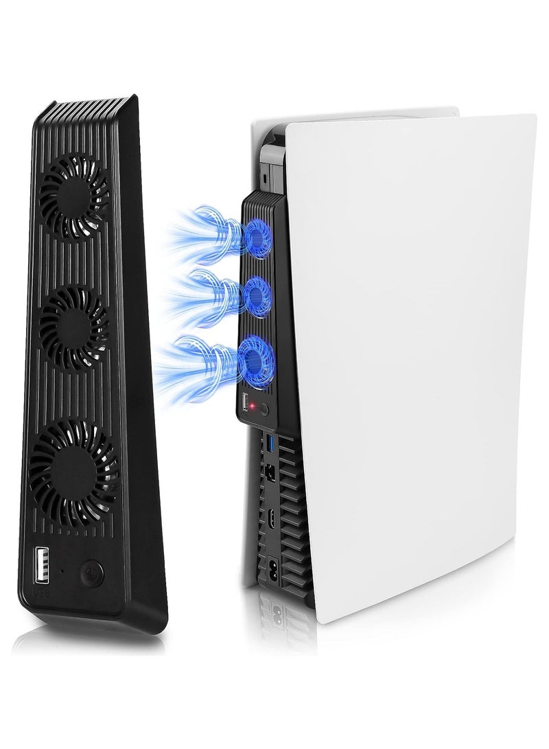 Playstation 5 Cooling Fan with LED light and USB port, Strong and Silent Exhaust with 3 Fans for PS5 Disc and Digital Edition, Self-Starting and Quiet Mode - Image 2