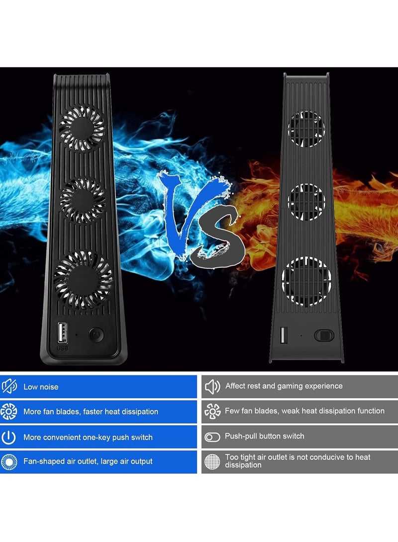 Playstation 5 Cooling Fan with LED light and USB port, Strong and Silent Exhaust with 3 Fans for PS5 Disc and Digital Edition, Self-Starting and Quiet Mode - Image 4