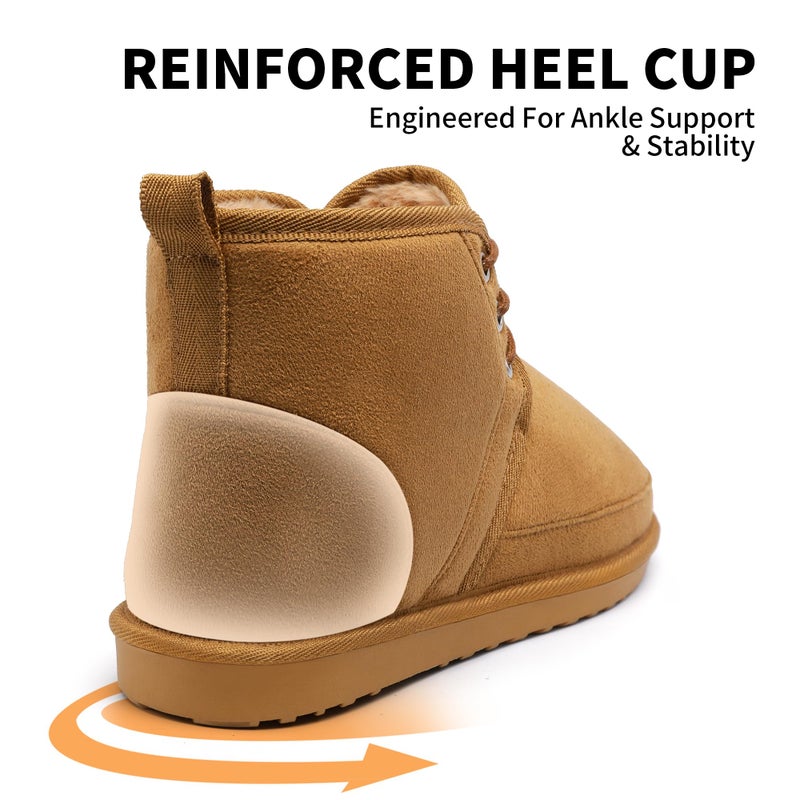 MIXIN Men's Winter Snow Boots Fuzzy Cozy Suede Leather Cold Weather Warm Outdoor Casual Ankle Boots Brown Size 12 - Image 5