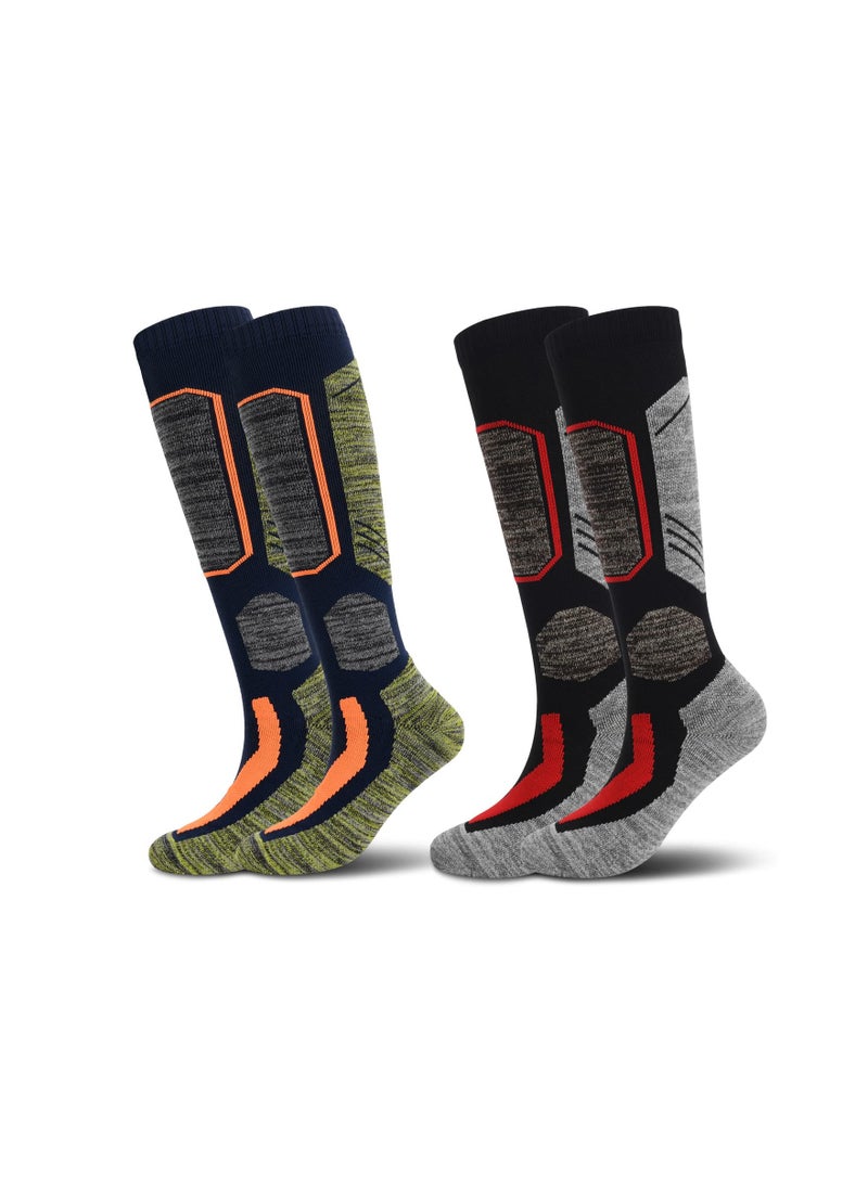 SYOSI 2 Pairs Ski Socks for Men and Women, Knee High Snowboard Socks hick Skiing Socks High Performance Knee High Socks Breathable Knee High Socks Thermal Insulated Skiing Socks Moisture-Wicking Ski Socks - Image 1