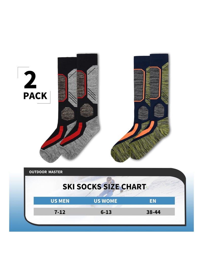 SYOSI 2 Pairs Ski Socks for Men and Women, Knee High Snowboard Socks hick Skiing Socks High Performance Knee High Socks Breathable Knee High Socks Thermal Insulated Skiing Socks Moisture-Wicking Ski Socks - Image 2