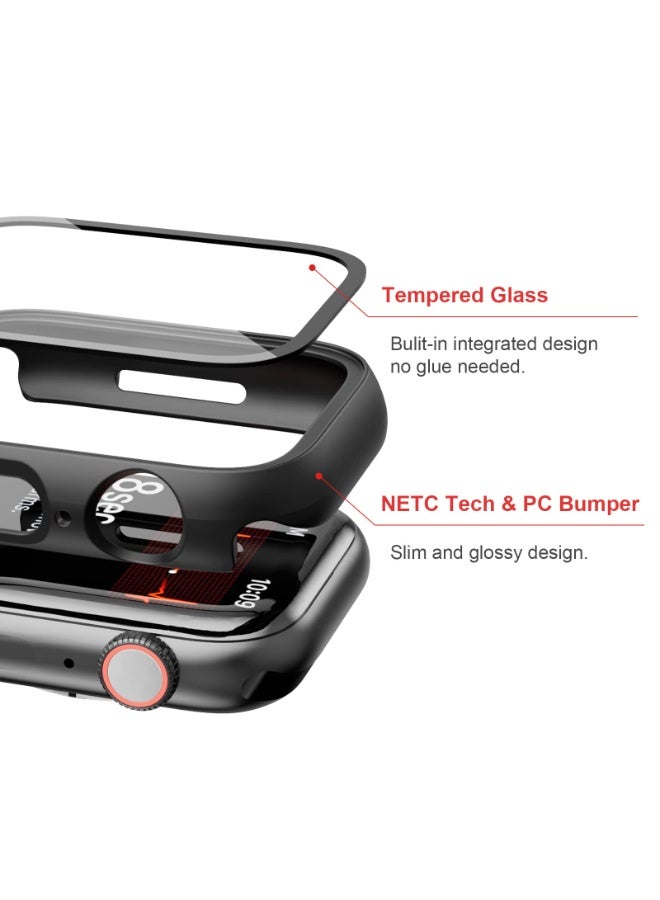 Waterproof Case for Apple Watch SE Series 6/5/4 44mm with Tempered Glass Screen Protector, 360 Full Coverage Protective Cover for iWatch 44mm, Black  - Image 3