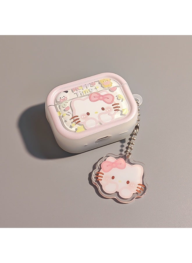 Cute Kitty Themed AirPods Pro 2 Case with Charm Adjustable Lanyard Included Stylish and Protective Cover - Image 1