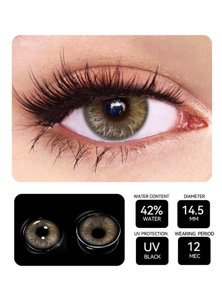 UYAAI Natural Light Brown Lenses Yearly Colored Contact Lenses, Unisex Cosmetic Contact Lenses, Hot Sale Fashion Lenses, 42% Water - Image 2