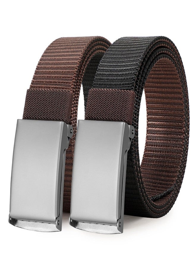 WERFORU Men Tactical Belt Nylon Belt for Men Golf Belt Reversible Belt with Flip-Top Metal Buckle Hiking Rigger Military Work-2-in-1 Belt (26"-32" Waist Adjustable,Black/Coffee) - Image 1