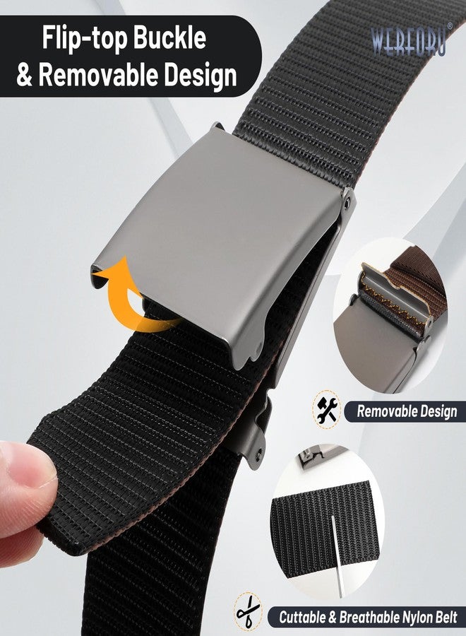 WERFORU Men Tactical Belt Nylon Belt for Men Golf Belt Reversible Belt with Flip-Top Metal Buckle Hiking Rigger Military Work-2-in-1 Belt (26"-32" Waist Adjustable,Black/Coffee) - Image 4